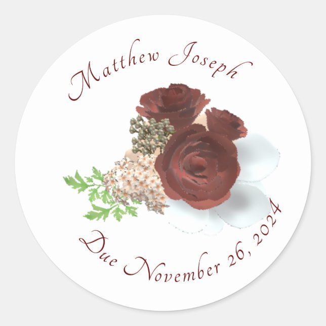 Elegant Rose Corsage Classic Round Sticker (Front)