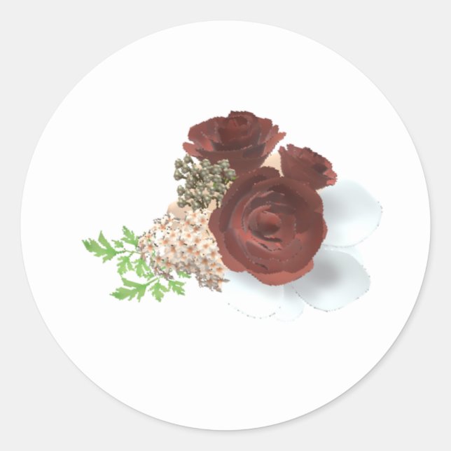 Elegant Rose Corsage Classic Round Sticker (Front)