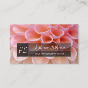 Elegant rose dahlia flower gray rectangle monogram business card