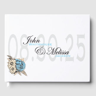 Elegant rose design with script names guest book