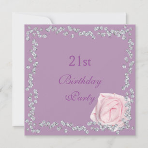 Elegant Rose & Diamonds 21st Birthday Invitation