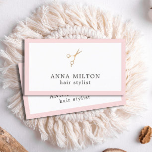 Elegant Rose Faux Gold Scissors Hair Stylist Business Card