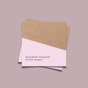 Elegant Rose Faux Kraft Geometric Interior Design Square Business Card