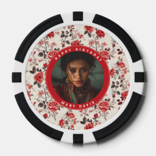 Elegant Rose Floral 40Th Birthday Poker Chips