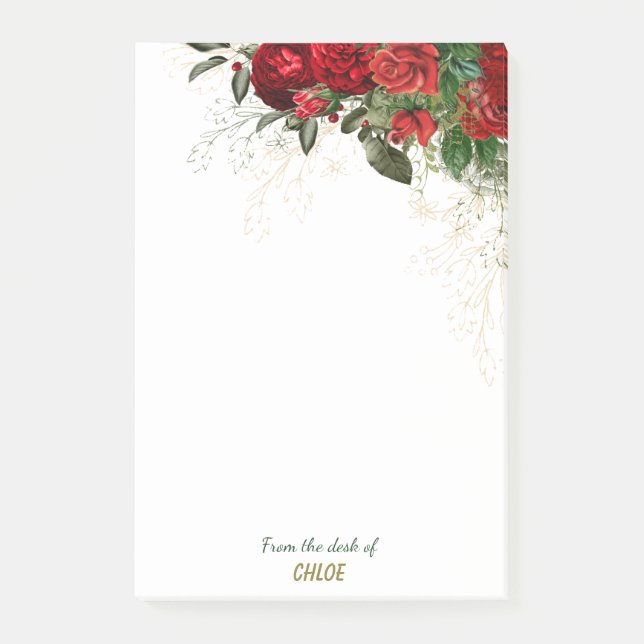 Elegant Rose Floral Border Post-it Notes (Front)