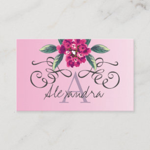 Elegant Rose Floral Monogram Classy Business Card