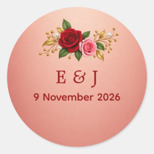 Elegant Rose Floral Monogram Wedding Envelope Seal