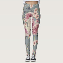 Elegant Rose Floral Print Leggings