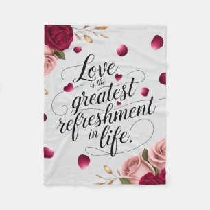 Elegant Rose Floral Quote Design Fleece Blanket