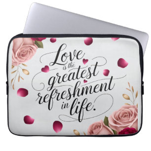 Elegant Rose Floral Quote Design Laptop Sleeve