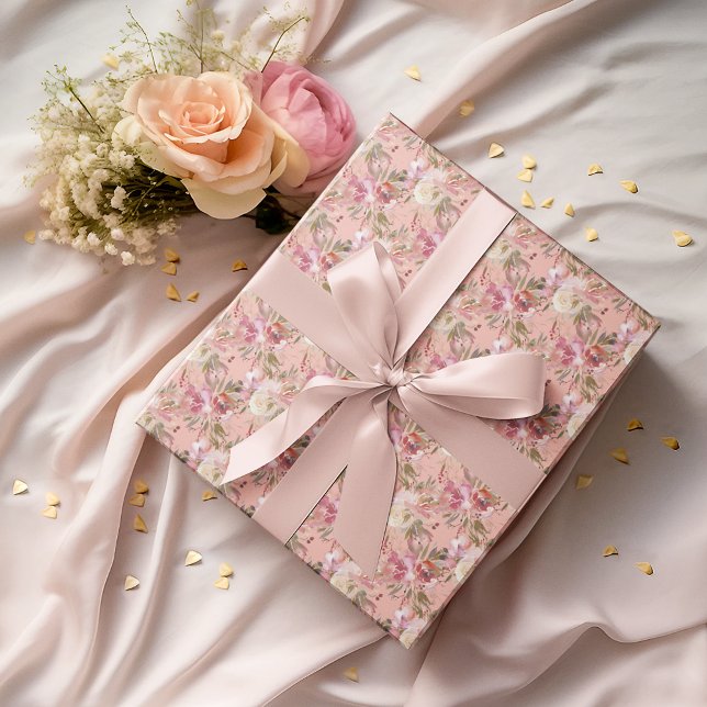 Elegant Rose Florals Blush Pink Wrapping Paper (Creator Uploaded)