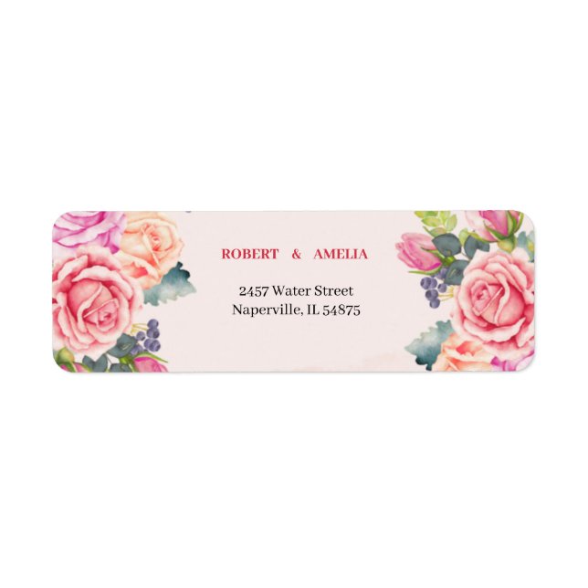 Elegant Rose Flower Custom Return Address Return Address Label (Front)
