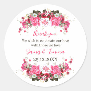 Elegant Rose Flower Custom Wedding Classic Round Sticker