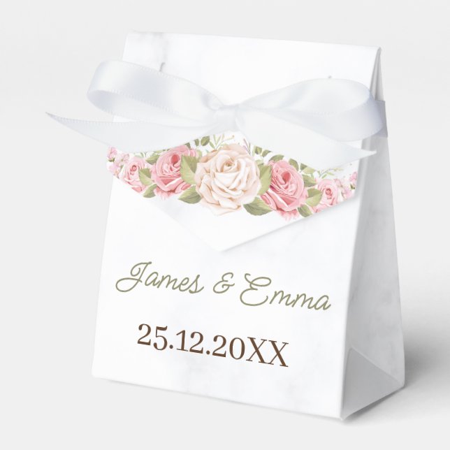 Elegant Rose Flower Customised Favour Box (Front Side)