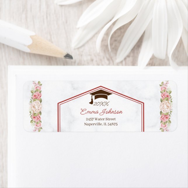 Elegant Rose Flower Personalised Return Address Label (Insitu)