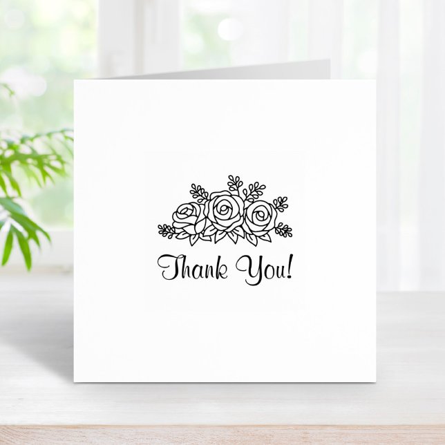 Elegant Rose Flowers Bouquet Thank You 1x1 Rubber Stamp (Creator Uploaded)