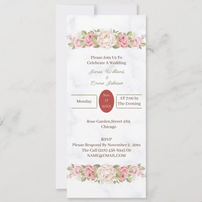 Elegant Rose Flowers Customised Invitation (Front)