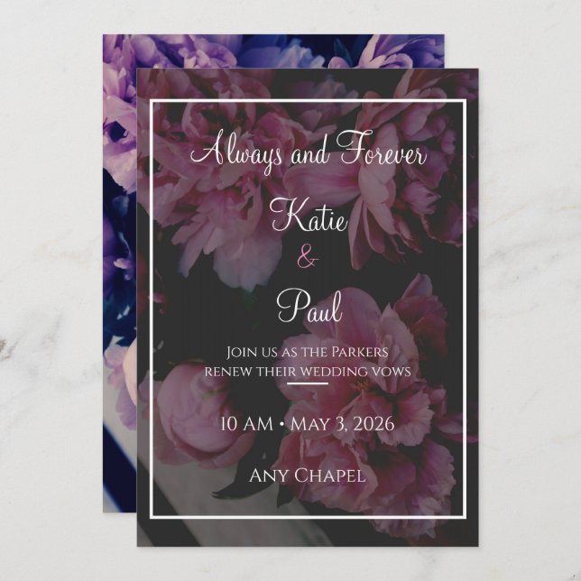 Elegant Rose Flowers Wedding invitation (Front/Back)