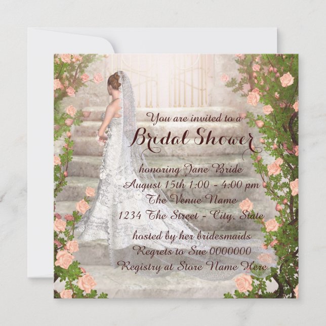 Elegant Rose Garden Bride Bridal Shower Invitation (Front)