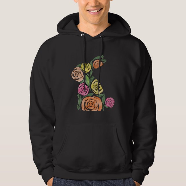 Elegant rose garden Easter Bunny Rabbit matching m Hoodie (Front)