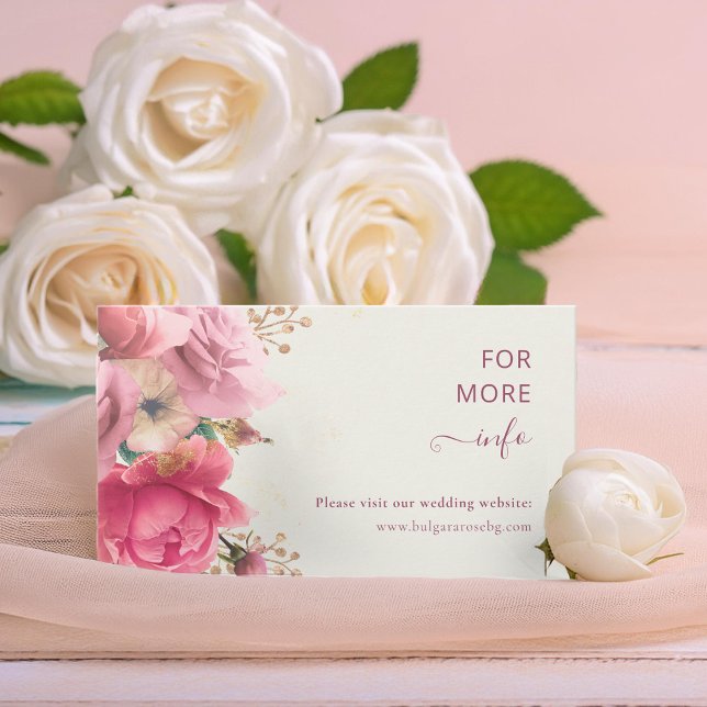 Elegant Rose Garden Gold Wedding Enclosure Card (Elegant Floral Rose Garden Gold Enclosure Card)