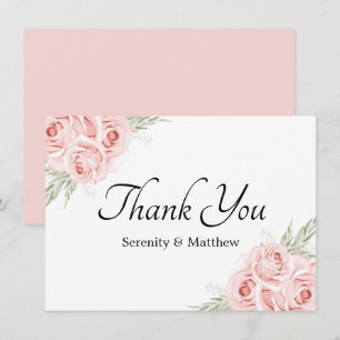 Elegant Rose Garden Pink Floral Wedding Thank You Card