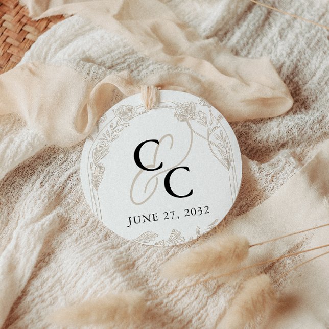 Elegant Rose Garden Trellis Calligraphy Monogram Classic Round Sticker (Creator Uploaded)