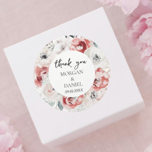 Elegant Rose Garden Wedding Thank You Classic Round Sticker