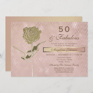 Elegant Rose Gold 50th Birthday Invitation
