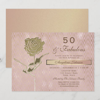 Elegant Rose Gold 50th Birthday Invitation