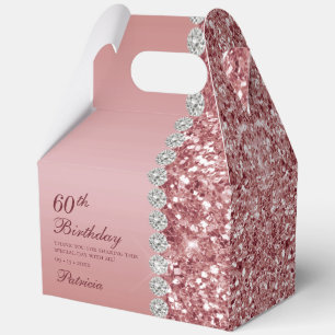Elegant Rose Gold 60th Birthday Favour Box