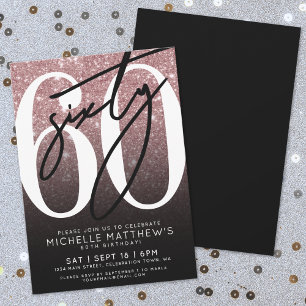 Elegant Rose Gold 60th Birthday Invitation