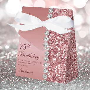 Elegant Rose Gold 75th Birthday Favour Box