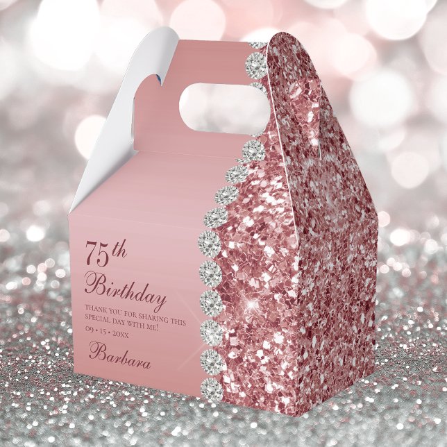 Elegant Rose Gold 75th Birthday Favour Box (Creator Uploaded)