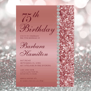 Elegant Rose Gold 75th Birthday Invitation