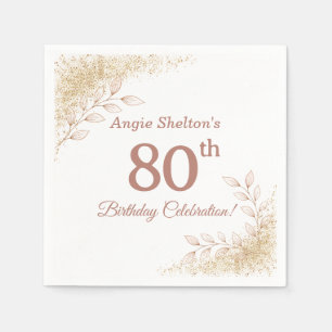 Elegant Rose Gold 80th Birthday Celebration  Napkin