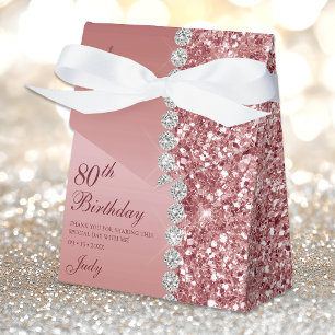 Elegant Rose Gold 80th Birthday Favour Box