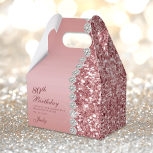 Elegant Rose Gold 80th Birthday Favour Box