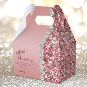 Elegant Rose Gold 80th Birthday Favour Box