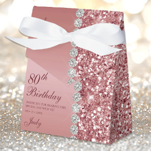 Elegant Rose Gold 80th Birthday Favour Box