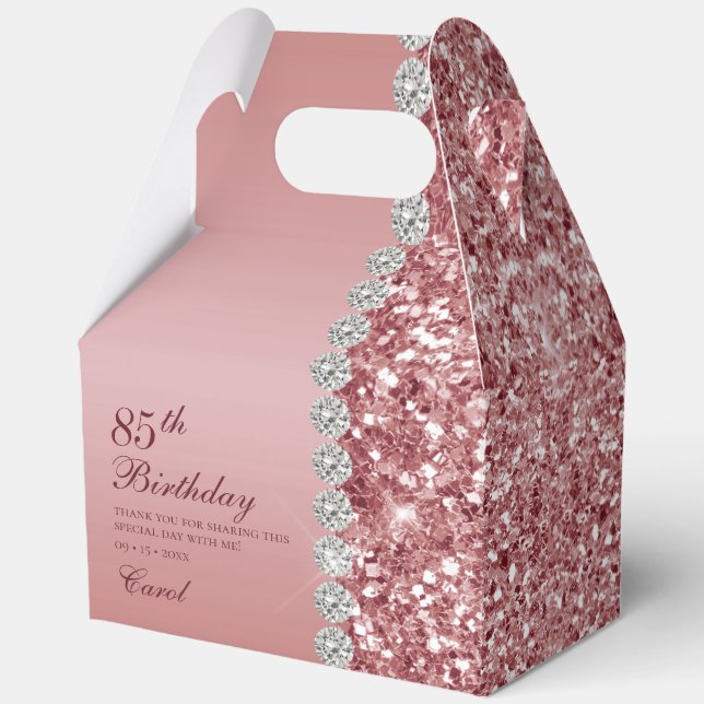 Elegant Rose Gold 85th Birthday Favour Box (Front)