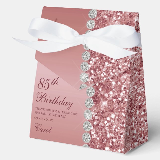 Elegant Rose Gold 85th Birthday Favour Box (Front)