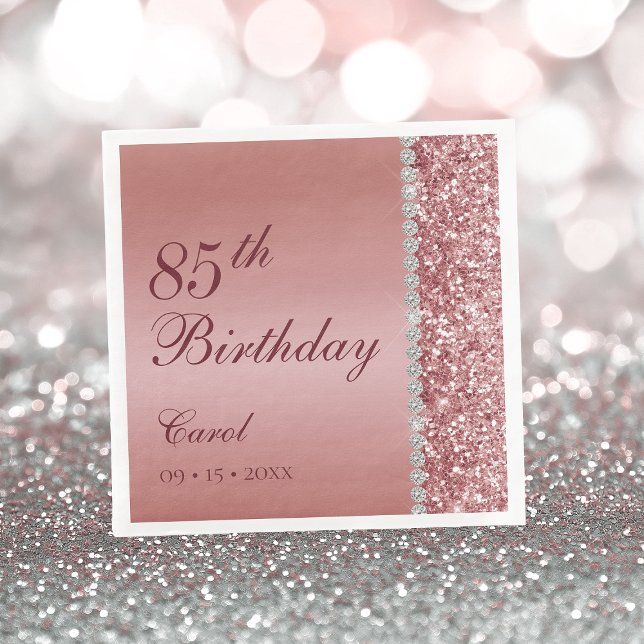 Elegant Rose Gold 85th Birthday Napkin (Creator Uploaded)