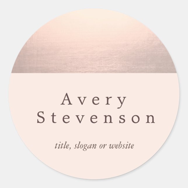 Elegant Rose Gold Accent  Modern Light Pink Classic Round Sticker (Front)