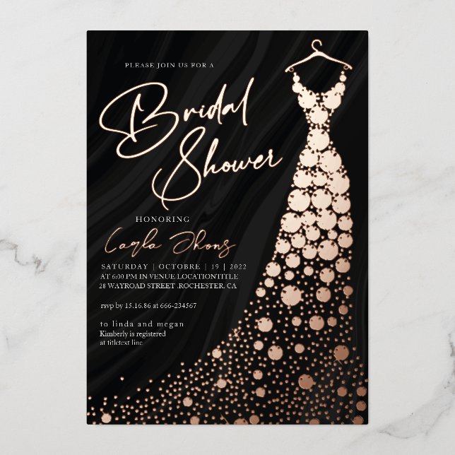 Elegant Rose Gold and black modern Bridal shower (Front)