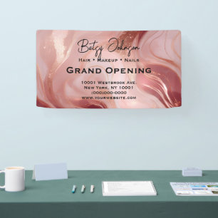 Elegant Rose Gold and Glitter Business Sign