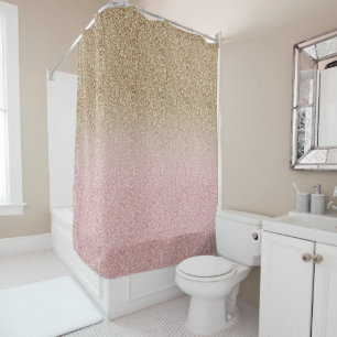 Elegant Rose Gold and Gold Glitter Sparkles photo Shower Curtain