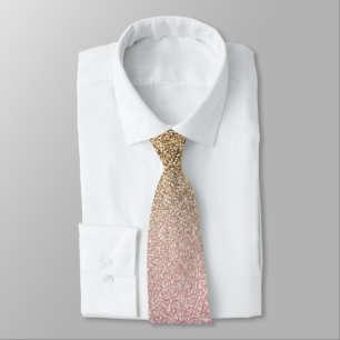 Elegant Rose Gold and Gold Glitter Sparkles photo Tie