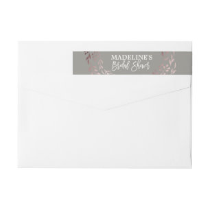 Elegant Rose Gold and Grey Bridal Shower Wrap Around Label