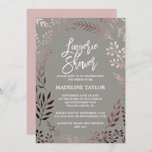 Elegant Rose Gold and Grey Lingerie Shower Invitation